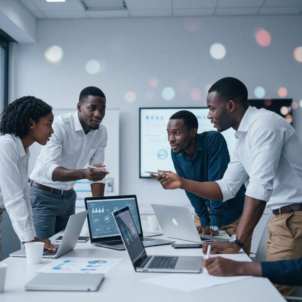 Black IT consultants in strategic business meeting