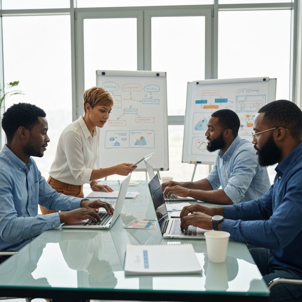 Black tech team developing cloud solutions